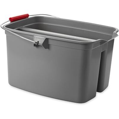 Rubbermaid Commercial Products Reinigungseimer mit Tragegriff 18 L Grau – Doppelkammer-Plastikeimer ideal für Küche & Bad, Organizer für Reinigungszubehör – FG262888GRAY Rubbermaid Commercial Products Reinigungseimer mit Tragegriff 18 L Grau – Doppelkammer-Plastikeimer ideal für Küche & Bad, Organizer für Reinigungszubehör – FG262888GRAY