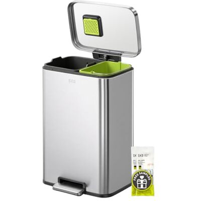EKO Madison Küchenmülleimer 25 + 20 L mit Geruchsfach, 2-fach Mülltrennung mit pflegeleichten Inneneimern, langlebiger Treteimer aus fingerabdruckfreiem Edelstahl, Soft-Close Deckel EKO Madison Küchenmülleimer 25 + 20 L mit Geruchsfach, 2-fach Mülltrennung mit pflegeleichten Inneneimern, langlebiger Treteimer aus fingerabdruckfreiem Edelstahl, Soft-Close Deckel