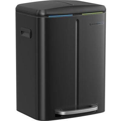 SONGMICS Mülleimer Küche, 2 x 20 L, Mülltrennsystem 2 Fächer, Abfalleimer Metall, Treteimer, Inneneimer aus Kunststoff, Softclose-Deckel, mit Griffen, geruchsdicht, schwarz LTB40B02 SONGMICS Mülleimer Küche, 2 x 20 L, Mülltrennsystem 2 Fächer, Abfalleimer Metall, Treteimer, Inneneimer aus Kunststoff, Softclose-Deckel, mit Griffen, geruchsdicht, schwarz LTB40B02