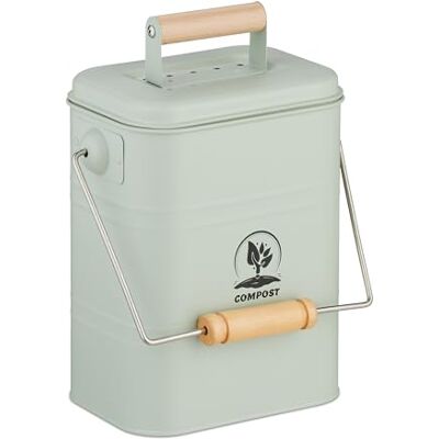 Relaxdays Komposteimer Küche, 3,5 Liter, 2 Aktivkohlefilter, Deckel, Henkel, Eisen & Holz, Biomüllbehälter, mintgün Relaxdays Komposteimer Küche, 3,5 Liter, 2 Aktivkohlefilter, Deckel, Henkel, Eisen & Holz, Biomüllbehälter, mintgün