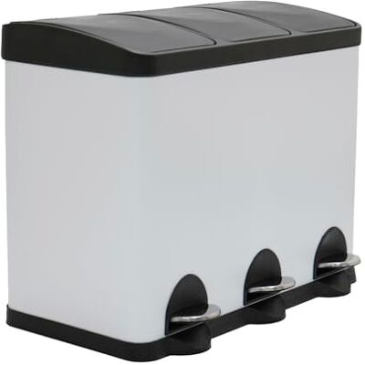 Amig Dreifacher Mülleimer mit Pedalen 45 Liter Mod. RECIK3-3 herausnehmbare 15-Liter-Fächer Recyclingbehälter für die Küche Stahl 60 x 37 x 49 cm Weiß Amig Dreifacher Mülleimer mit Pedalen 45 Liter Mod. RECIK3-3 herausnehmbare 15-Liter-Fächer Recyclingbehälter für die Küche Stahl 60 x 37 x 49 cm Weiß