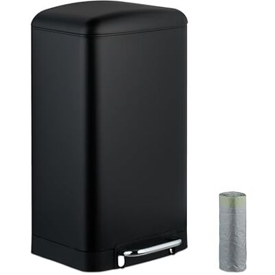 Relaxdays Mülleimer Küche, 30 L, Fingerabdruckschutz, entnehmbarer Inneneimer, Müllbeutel, Edelstahl Treteimer, schwarz Relaxdays Mülleimer Küche, 30 L, Fingerabdruckschutz, entnehmbarer Inneneimer, Müllbeutel, Edelstahl Treteimer, schwarz