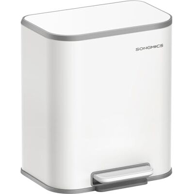 SONGMICS Mülleimer Küche, 20 Liter Abfalleimer mit Deckel, Tretmülleimer, Stahl, Softclose, Offenhaltefunktion, mit Inneneimer, breites rutschfestes Pedal, wolkenweiß LTB542W02 SONGMICS Mülleimer Küche, 20 Liter Abfalleimer mit Deckel, Tretmülleimer, Stahl, Softclose, Offenhaltefunktion, mit Inneneimer, breites rutschfestes Pedal, wolkenweiß LTB542W02