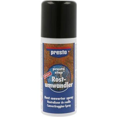 presto Rostumwandler-Spray 150 ml, Antikorrosiv, Zuverlässiger Schutz, Verwandelt Rost in stabilen Eisenkomplex, Einfache Anwendung, Grundierung für Lackierungen presto Rostumwandler-Spray 150 ml, Antikorrosiv, Zuverlässiger Schutz, Verwandelt Rost in stabilen Eisenkomplex, Einfache Anwendung, Grundierung für Lackierungen