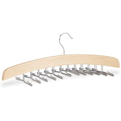 Relaxdays Krawattenhalter, Metallklammern für 24 Krawatten, platzsparend, 360° drehbarer Haken, Lotusholz, natur/silber Relaxdays Krawattenhalter, Metallklammern für 24 Krawatten, platzsparend, 360° drehbarer Haken, Lotusholz, natur/silber