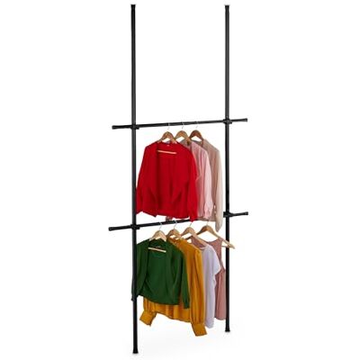 Relaxdays Garderobensystem Teleskop, 165–300 cm höhenverstellbar, 75–120 cm Breite, ohne Bohren, Kleiderständer, schwarz Relaxdays Garderobensystem Teleskop, 165–300 cm höhenverstellbar, 75–120 cm Breite, ohne Bohren, Kleiderständer, schwarz