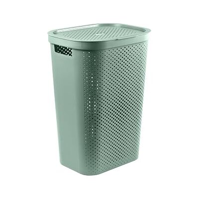 Curver Wäschekorb Infinity 60 l – Wäschekorb mit Deckel und Belüftung – ergonomische Griffe – für Badezimmer oder Waschküche – 70% recycelt – 43,7 x 35,1 x 60,2 cm – Grün Curver Wäschekorb Infinity 60 l – Wäschekorb mit Deckel und Belüftung – ergonomische Griffe – für Badezimmer oder Waschküche – 70% recycelt – 43,7 x 35,1 x 60,2 cm – Grün