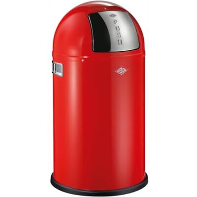 WESCO Pushboy junior Mülleimer in der Farbe rot, pulverbeschichtetes Stahlblech, 22 Liter Volumen, große Edelstahlklappe, herausnehmbarer Innenbehälter WESCO Pushboy junior Mülleimer in der Farbe rot, pulverbeschichtetes Stahlblech, 22 Liter Volumen, große Edelstahlklappe, herausnehmbarer Innenbehälter