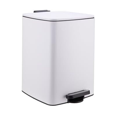 Relaxdays Mülleimer Küche, 20 Liter, Absenkautomatik, entnehmbarer Inneneimer, Mattes Metall, eckiger Treteimer, weiß Relaxdays Mülleimer Küche, 20 Liter, Absenkautomatik, entnehmbarer Inneneimer, Mattes Metall, eckiger Treteimer, weiß