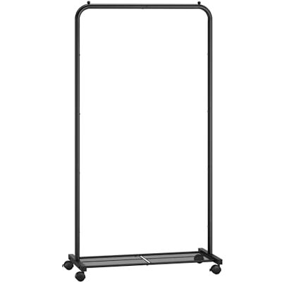 SONGMICS Kleiderständer, Kleiderstange auf Rollen, Garderobenständer 74 cm breit, Rollgarderobe mit Gitterablage, bis 35 kg belastbar, 2 Rollen arretierbar, Stahlrahmen, schwarz HSR130B01 SONGMICS Kleiderständer, Kleiderstange auf Rollen, Garderobenständer 74 cm breit, Rollgarderobe mit Gitterablage, bis 35 kg belastbar, 2 Rollen arretierbar, Stahlrahmen, schwarz HSR130B01