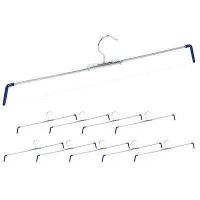 Relaxdays Hosenspannbügel, 10er Set, rutschhemmend, für Hosen & Röcke, Spiral Hosenspanner, Breite 30-50 cm, Silber/blau Relaxdays Hosenspannbügel, 10er Set, rutschhemmend, für Hosen & Röcke, Spiral Hosenspanner, Breite 30-50 cm, Silber/blau