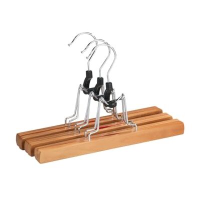 WENKO Hosen-Klemmbügel im 3er Set, platzsparender Kleiderbügel für Hosen, aus Holz, Länge: 25 cm, naturfarben WENKO Hosen-Klemmbügel im 3er Set, platzsparender Kleiderbügel für Hosen, aus Holz, Länge: 25 cm, naturfarben