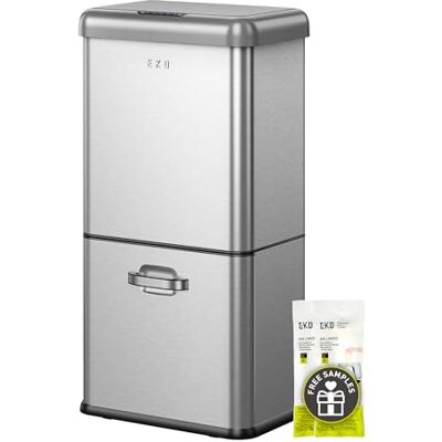 EKO Vintage 50L Mülleimer Sensor, Mülleimer 2 Fächer 32L + 18L, Mattes Edelstahl Küchenabfalleimer, Berührungslos Automatischer Recycler Mülleime mit Deckel für Zuhause oder Büro, Soft Closing EKO Vintage 50L Mülleimer Sensor, Mülleimer 2 Fächer 32L + 18L, Mattes Edelstahl Küchenabfalleimer, Berührungslos Automatischer Recycler Mülleime mit Deckel für Zuhause oder Büro, Soft Closing
