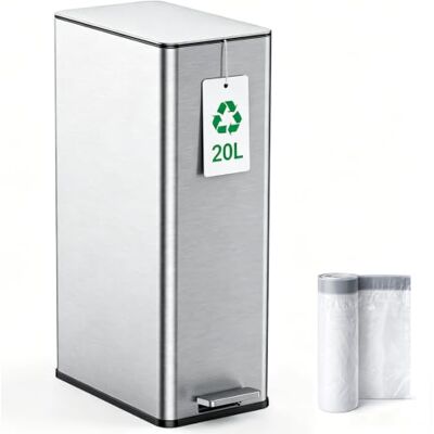 YEAUPE PRO Mülleimer Küche 20L, Abfalleimer Küche mit Pedal, Edelstahl Treteimer mit Soft-Close Deckel, Herausnehmbarer Inneneimer, Geruchsfilterfach, Seitengriff, Geruchsdicht, inkl. 15 Müllbeutel YEAUPE PRO Mülleimer Küche 20L, Abfalleimer Küche mit Pedal, Edelstahl Treteimer mit Soft-Close Deckel, Herausnehmbarer Inneneimer, Geruchsfilterfach, Seitengriff, Geruchsdicht, inkl. 15 Müllbeutel
