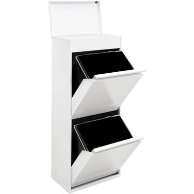 ARREGUI Top CR421-B2 Mülltrennsystem aus Stahl mit Aufbewahrungsbox mit Deckel 2 Fächer Mülleimer für die Küche 2x23 L (46 L) 2 Fach Abfalleimer Herausnehmbare Inneneimer mit Griff weiß ARREGUI Top CR421-B2 Mülltrennsystem aus Stahl mit Aufbewahrungsbox mit Deckel 2 Fächer Mülleimer für die Küche 2x23 L (46 L) 2 Fach Abfalleimer Herausnehmbare Inneneimer mit Griff weiß