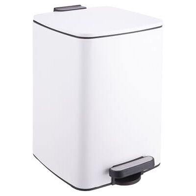 Relaxdays Mülleimer Küche, 12 Liter, Absenkautomatik, entnehmbarer Inneneimer, Mattes Metall, eckiger Treteimer, weiß Relaxdays Mülleimer Küche, 12 Liter, Absenkautomatik, entnehmbarer Inneneimer, Mattes Metall, eckiger Treteimer, weiß