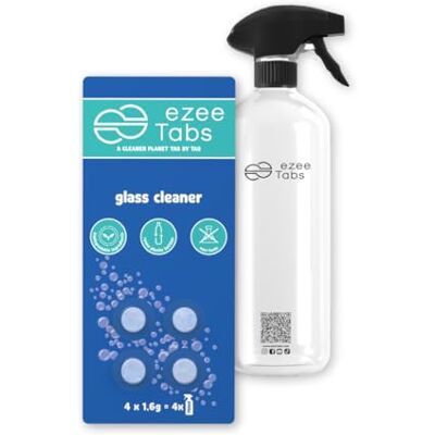 EzeeTabs Glasreiniger Bundle – Reinigungstabs für ein mikroplastikfreies, biologisch abbaubares und veganes Putzmittel – 4 x Reiniger für streifenfreien Glanz und 1 x wiederverwendbare Flasche EzeeTabs Glasreiniger Bundle – Reinigungstabs für ein mikroplastikfreies, biologisch abbaubares und veganes Putzmittel – 4 x Reiniger für streifenfreien Glanz und 1 x wiederverwendbare Flasche