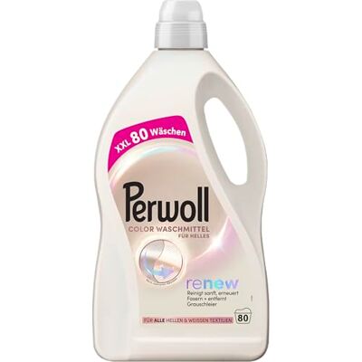 Perwoll Color Waschmittel für Helles (80 Waschladungen), Spezialwaschmittel reinigt sanft und erneuert helle Farben & Fasern, für alle hellen & weißen Textilien, mit Dreifach-Renew-Technologie Perwoll Color Waschmittel für Helles (80 Waschladungen), Spezialwaschmittel reinigt sanft und erneuert helle Farben & Fasern, für alle hellen & weißen Textilien, mit Dreifach-Renew-Technologie