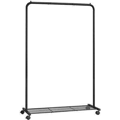 SONGMICS Kleiderständer, Kleiderstange auf Rollen, Garderobenständer Metall, Rollgarderobe 91 cm breit, mit Ablage, 2 Rollen mit Bremse, Stange bis 40 kg belastbar, schwarz HSR25BK SONGMICS Kleiderständer, Kleiderstange auf Rollen, Garderobenständer Metall, Rollgarderobe 91 cm breit, mit Ablage, 2 Rollen mit Bremse, Stange bis 40 kg belastbar, schwarz HSR25BK