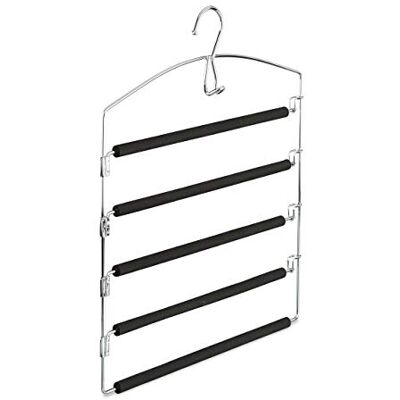 Relaxdays Hosenbügel platzsparend, Hosenkleiderbügel mehrfach, Metall, gepolstert, HBT: 44,5x37x2,7 cm, silber/schwarz Relaxdays Hosenbügel platzsparend, Hosenkleiderbügel mehrfach, Metall, gepolstert, HBT: 44,5x37x2,7 cm, silber/schwarz