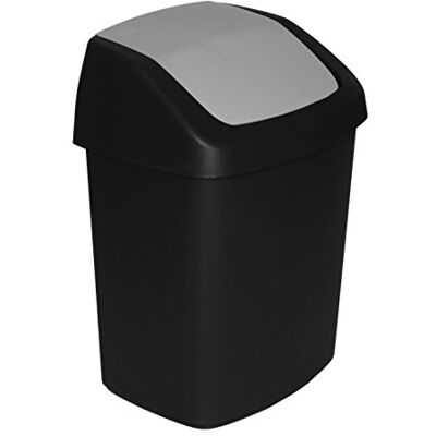 Curver 229420 Abfalleimer mit Schwingdeckel, aus Kunststoff, Schwarz/Grau, 30,6 x 24,8 x 41,8 cm, 15 Liter Curver 229420 Abfalleimer mit Schwingdeckel, aus Kunststoff, Schwarz/Grau, 30,6 x 24,8 x 41,8 cm, 15 Liter