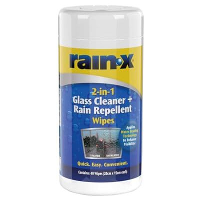 Rain-X ® 2-in-1 Reinigungstücher für Autoscheiben mit Regenabwehr-Technologie – 40 Stück Rain-X ® 2-in-1 Reinigungstücher für Autoscheiben mit Regenabwehr-Technologie – 40 Stück