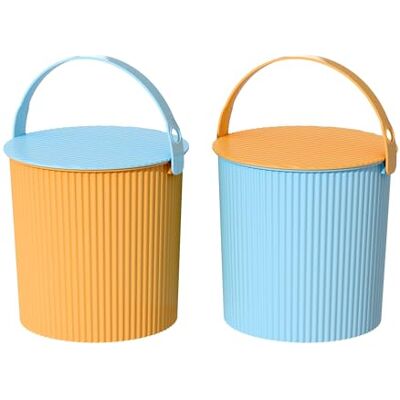 Cetomo 12L*2 Kunststoff-Eimer mit Deckel und Henkel, stark robuste Wasser-Eimer für Garten, Reinigung, dickwandiger Lager-Eimer mit Deckel, haltbarer, PP, BPA-frei, blau & orange, 12L (2er Pack) Cetomo 12L*2 Kunststoff-Eimer mit Deckel und Henkel, stark robuste Wasser-Eimer für Garten, Reinigung, dickwandiger Lager-Eimer mit Deckel, haltbarer, PP, BPA-frei, blau & orange, 12L (2er Pack)