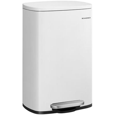 SONGMICS Mülleimer Küche, 50 Liter, Abfalleimer, Treteimer, mit Deckel, Softclose, Fußpedal, Stahl, Inneneimer, weiß LTB101W01 SONGMICS Mülleimer Küche, 50 Liter, Abfalleimer, Treteimer, mit Deckel, Softclose, Fußpedal, Stahl, Inneneimer, weiß LTB101W01