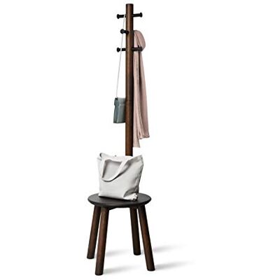 Umbra Pillar Garderobenständer, Hocker, Kleiderständer, Regenschirmhalter und Hutständer, ideal für den Eingangsbereich, Schwarz/Walnuss Umbra Pillar Garderobenständer, Hocker, Kleiderständer, Regenschirmhalter und Hutständer, ideal für den Eingangsbereich, Schwarz/Walnuss