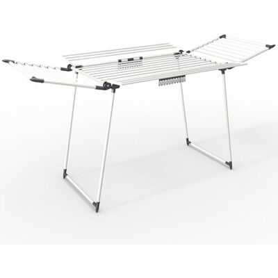 VOUNOT Wäscheständer Klappbar, Stabil Flügelwäscheständer mit Wäscheklammern, Platzsparender Standtrockner, Trockenlänge 25 m, für drinnen & draußen, 175 x 92 x 106 cm, Weiß VOUNOT Wäscheständer Klappbar, Stabil Flügelwäscheständer mit Wäscheklammern, Platzsparender Standtrockner, Trockenlänge 25 m, für drinnen & draußen, 175 x 92 x 106 cm, Weiß