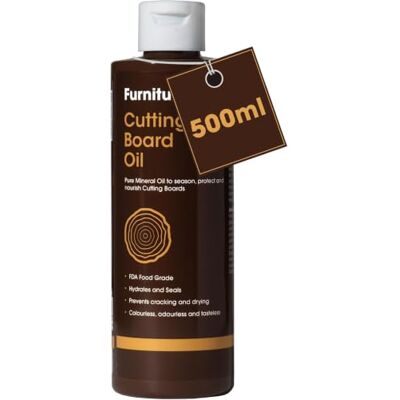 Furniture Clinic Schneidebrett-Öl, 500 ml, hochwertiges Mineralöl in Lebensmittelqualität zum Schutz und zur Wiederherstellung von Holzschneidebrettern, Metzgerblöcken und Arbeitsplatten Furniture Clinic Schneidebrett-Öl, 500 ml, hochwertiges Mineralöl in Lebensmittelqualität zum Schutz und zur Wiederherstellung von Holzschneidebrettern, Metzgerblöcken und Arbeitsplatten