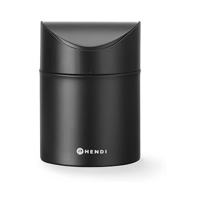 HENDI Tischabfalleimer, mit Schwingdeckel, Tischmülleimer, Kleiner Mülleimer, Abfalleimer, Küchenabfalleimer, Küchenmülleimer, 1,2L, ø120x(H)165mm, Metall, schwarz HENDI Tischabfalleimer, mit Schwingdeckel, Tischmülleimer, Kleiner Mülleimer, Abfalleimer, Küchenabfalleimer, Küchenmülleimer, 1,2L, ø120x(H)165mm, Metall, schwarz