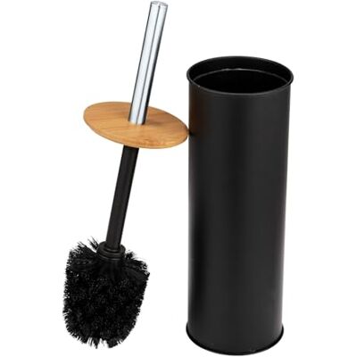 WENKO WC-Garnitur Mod. Tortona, geschlossene Toilettenbürste aus Stahl, kombiniert mit Bambus, Ø 9,5 x 38,5 cm, Schwarz WENKO WC-Garnitur Mod. Tortona, geschlossene Toilettenbürste aus Stahl, kombiniert mit Bambus, Ø 9,5 x 38,5 cm, Schwarz