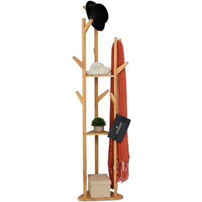 Relaxdays Garderobenständer dreieckig, mit 9 Haken, Bambus, 2 Ablagen, Standgarderobe, HBT: 168,5 x 47 x 47 cm, Natur Relaxdays Garderobenständer dreieckig, mit 9 Haken, Bambus, 2 Ablagen, Standgarderobe, HBT: 168,5 x 47 x 47 cm, Natur