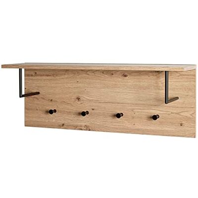 HAKU Wandgarderobe Eiche hell, schwarz, MDF, Metall Maße: B 80 x H 30 x T 20 cm, Style: Modern HAKU Wandgarderobe Eiche hell, schwarz, MDF, Metall Maße: B 80 x H 30 x T 20 cm, Style: Modern