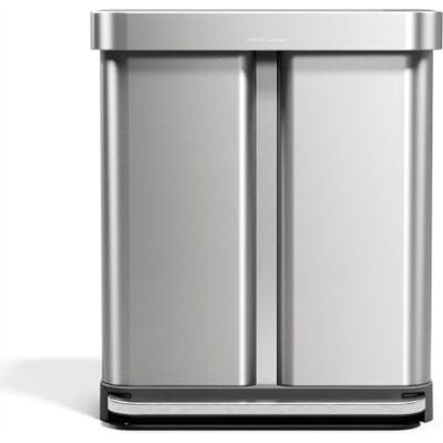 simplehuman CW2209 58 Liter, Rechteckiger Doppelfach Treteimer mit Beutelfach, Mülltrennsystem 2 Fach, Mülleimer Küche, Abfalleimer, Mülltrennung, gebürsteter Edelstahl mit grauem Kunststoffdeckel simplehuman CW2209 58 Liter, Rechteckiger Doppelfach Treteimer mit Beutelfach, Mülltrennsystem 2 Fach, Mülleimer Küche, Abfalleimer, Mülltrennung, gebürsteter Edelstahl mit grauem Kunststoffdeckel