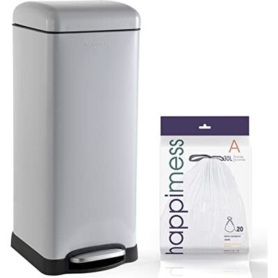 happimess HPM1007C Offener robuster Stahl-Tret-Mülleimer mit Absenkautomatik, für Zuhause, Büro, Küche, 20 l, Grau happimess HPM1007C Offener robuster Stahl-Tret-Mülleimer mit Absenkautomatik, für Zuhause, Büro, Küche, 20 l, Grau
