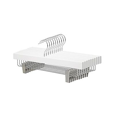 Amazon Basics Holzkleiderbügel mit Klammern, 10er-Pack, 1.15 x 36 x 16 cm, Weiß Amazon Basics Holzkleiderbügel mit Klammern, 10er-Pack, 1.15 x 36 x 16 cm, Weiß