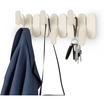 Umbra Tempo Garderobenleiste mit 6 Haken – Wandgarderobe für Jacken, Mäntel, Handtücher u.v.m. – Modernes Design aus recyceltem ABS und Holzfaser, Sand Umbra Tempo Garderobenleiste mit 6 Haken – Wandgarderobe für Jacken, Mäntel, Handtücher u.v.m. – Modernes Design aus recyceltem ABS und Holzfaser, Sand
