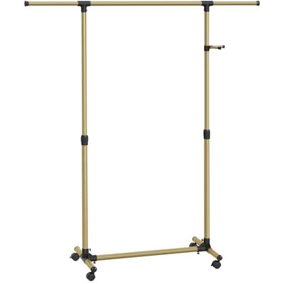 SONGMICS Kleiderständer auf Rollen, Kleiderstange, höhenverstellbar zwischen 97 und 165 cm, ausziehbare Garderobenstange, Garderobenständer, seitliche Haken für Accessoires, blassgold LLR001A01 SONGMICS Kleiderständer auf Rollen, Kleiderstange, höhenverstellbar zwischen 97 und 165 cm, ausziehbare Garderobenstange, Garderobenständer, seitliche Haken für Accessoires, blassgold LLR001A01