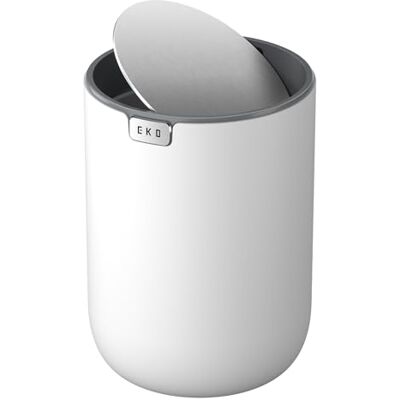 EKO Fandy Mini-Mülleimer mit Deckel, Schwingdeckel, Schreibtisch-Mülleimer für Badezimmer, Arbeitsplatte, Schminktisch, Schreibtisch oder Büro, kleiner Mülleimer, 2,2 l, Weiß EKO Fandy Mini-Mülleimer mit Deckel, Schwingdeckel, Schreibtisch-Mülleimer für Badezimmer, Arbeitsplatte, Schminktisch, Schreibtisch oder Büro, kleiner Mülleimer, 2,2 l, Weiß