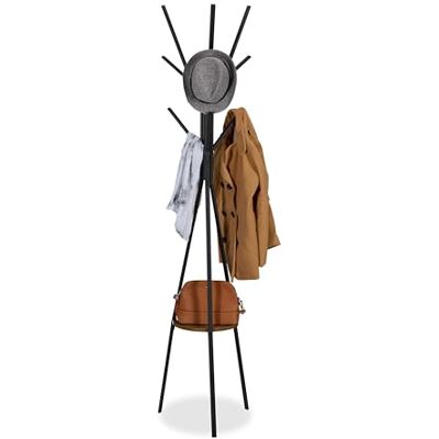 Relaxdays Garderobenständer, 6 Haken, Ablage, HxBxT: 182 x 41 x 38 cm, Kleiderständer Baumform, Garderobe, schwarz/braun Relaxdays Garderobenständer, 6 Haken, Ablage, HxBxT: 182 x 41 x 38 cm, Kleiderständer Baumform, Garderobe, schwarz/braun