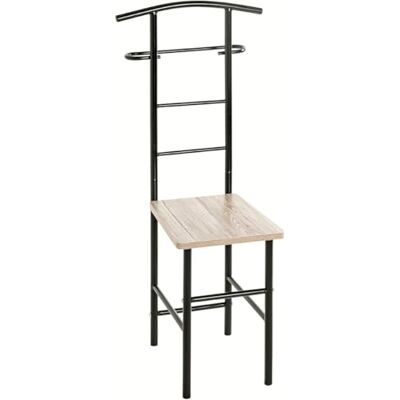 HAKU Herrendiener Stuhl Ankleidestuhl stiller Diener Sitz eiche, schwarz, MDF, Metall Maße: B 46 x H 109 x T 46 cm, Style: Modern HAKU Herrendiener Stuhl Ankleidestuhl stiller Diener Sitz eiche, schwarz, MDF, Metall Maße: B 46 x H 109 x T 46 cm, Style: Modern