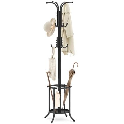 SONGMICS Garderobenständer mit Regenschirmständer, Kleiderständer freistehend, 12 Haken, Metall, 175 cm hoch, für Eingangsbereich, Flur, Wohnzimmer, Schlafzimmer, tintenschwarz RCR011B01 SONGMICS Garderobenständer mit Regenschirmständer, Kleiderständer freistehend, 12 Haken, Metall, 175 cm hoch, für Eingangsbereich, Flur, Wohnzimmer, Schlafzimmer, tintenschwarz RCR011B01