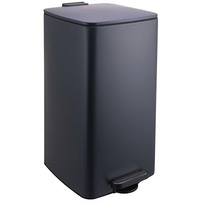 Relaxdays Mülleimer Küche, 30 l, Absenkautomatik, entnehmbarer Inneneimer, Mattes Metall, eckiger Treteimer, dunkelgrau Relaxdays Mülleimer Küche, 30 l, Absenkautomatik, entnehmbarer Inneneimer, Mattes Metall, eckiger Treteimer, dunkelgrau