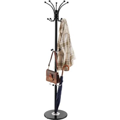 VEVOR Garderobenständer, 176 cm, Kleiderständer mit Schirmhalter, stabiler Marmorsockel und 14 Haken, Jackenständer für Eingangsbereich, Wohnzimmer, Kleiderbügel für Hüte, Schals, Taschen VEVOR Garderobenständer, 176 cm, Kleiderständer mit Schirmhalter, stabiler Marmorsockel und 14 Haken, Jackenständer für Eingangsbereich, Wohnzimmer, Kleiderbügel für Hüte, Schals, Taschen