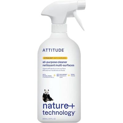 ATTITUDE All Purpose Cleaner, EWG Verified Multi-Surface Products, Vegan, Naturally Derived Multipurpose Cleaning Spray, Citrus Zest, 800 mL ATTITUDE All Purpose Cleaner, EWG Verified Multi-Surface Products, Vegan, Naturally Derived Multipurpose Cleaning Spray, Citrus Zest, 800 mL