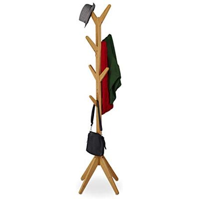 Relaxdays Garderobenständer Bambus, Jackenständer mit 8 Haken, HBT 181,5 x 53 x 53 cm, Standgarderobe in Baumform, Natur 10032151 Relaxdays Garderobenständer Bambus, Jackenständer mit 8 Haken, HBT 181,5 x 53 x 53 cm, Standgarderobe in Baumform, Natur 10032151