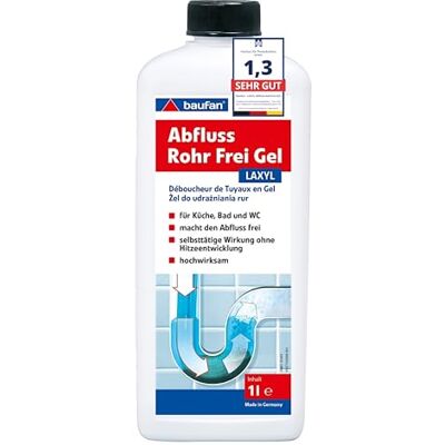 Baufan LAXYL Abfluss-Rohrfrei-Gel 1L Rohrreiniger Abflussreiniger, Macht den Abfluss frei, Hochwirksame Rohrreinigung für Küche, Bad & WC, Selbsttätige Wirkung Baufan LAXYL Abfluss-Rohrfrei-Gel 1L Rohrreiniger Abflussreiniger, Macht den Abfluss frei, Hochwirksame Rohrreinigung für Küche, Bad & WC, Selbsttätige Wirkung