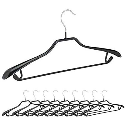 Relaxdays , schwarz Kleiderbügel für Anzüge, 10er Set, Anzugbügel, gummiert, aus Metall, rutschfest, platzsparend, 44 cm, mi PVC-Beschichtung, Pack, 10021077 Relaxdays , schwarz Kleiderbügel für Anzüge, 10er Set, Anzugbügel, gummiert, aus Metall, rutschfest, platzsparend, 44 cm, mi PVC-Beschichtung, Pack, 10021077